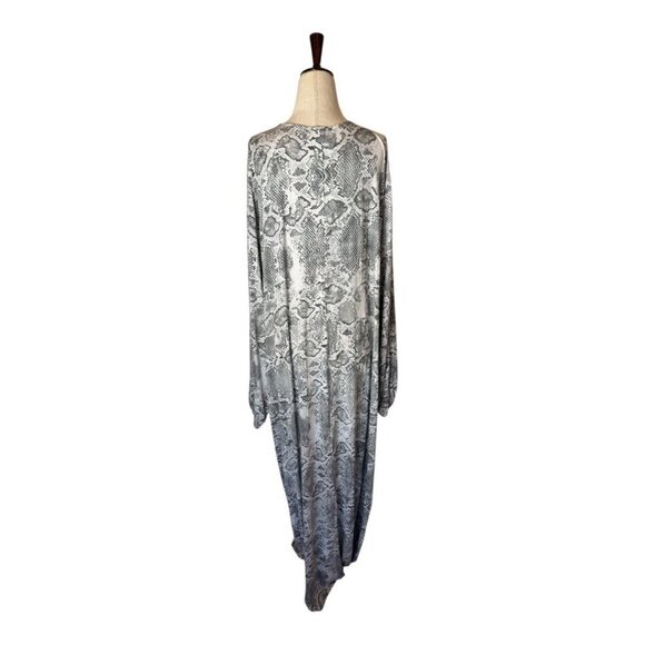 Haute Hippie Dress Women 3X Gray Snakeskin Jersey Tribe Maya V Neck Maxi Jungle - Picture 2 of 11